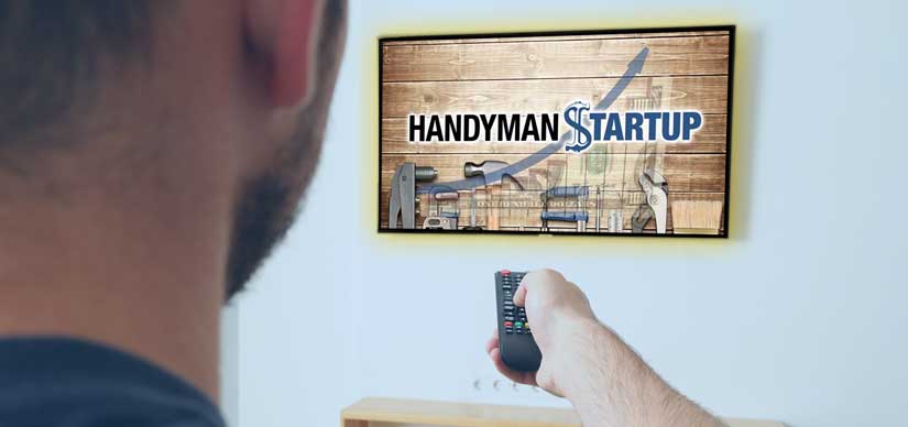 TV Mounted with Handyman Startup on screen